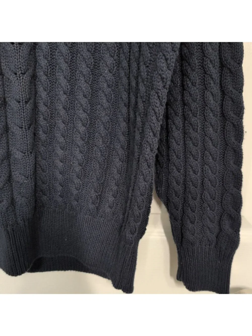 Vintage Fila Tennis Sweater Mens Size Large Blue Cable Knit V Neck Preppy Cotton